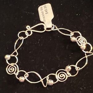 Jenni K Sterling Silver Fish, Snail & Beads 8' Bracelet